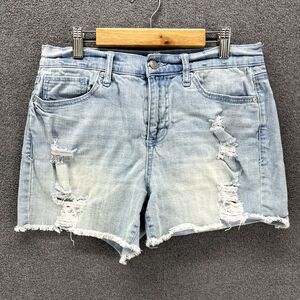 Scoop Jean Shorts‎ Womens 2 Blue Distressed Denim Mid Rise waist 28" inseam 4"